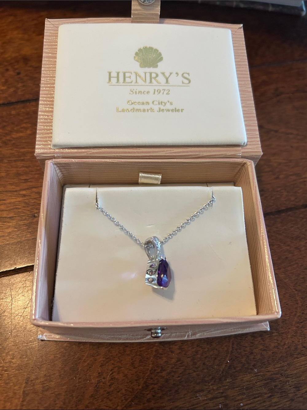 14kt White Gold Amethyst Necklace with diamond accents - Picture 9 of 9
